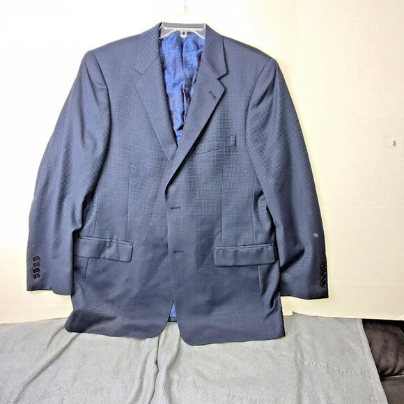 Turnbury Blue Checked Men's Suit Jacket, Size 42R, Shell 100% Wool, Lining Poly - Picture 1 of 12